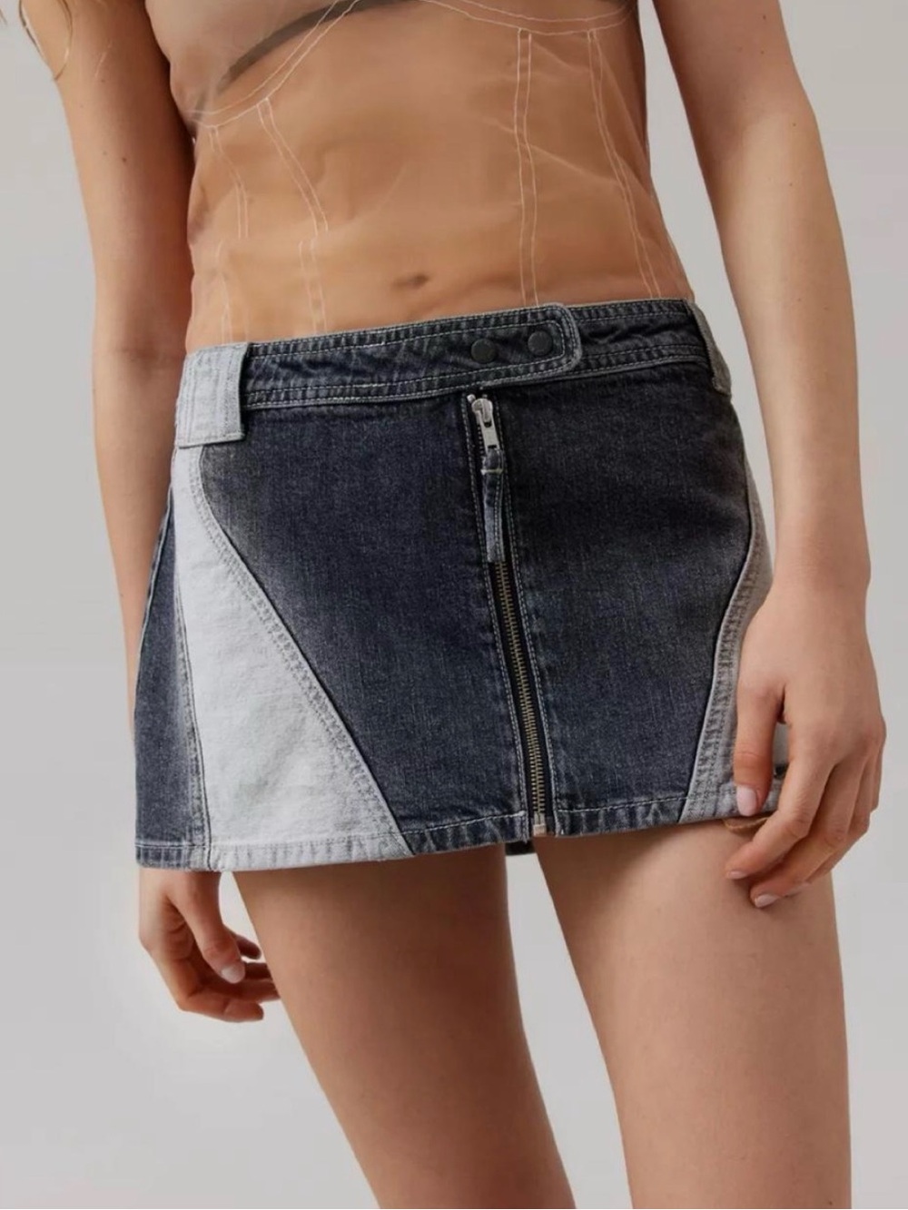 BDG Urban Outfitters Gray Two-Tone Denim mini Skirt